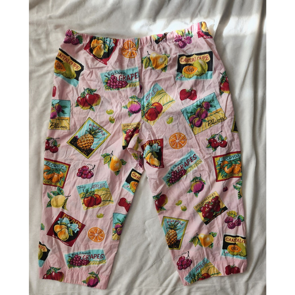 Nick & Nora Women's Fruit Drawstring 100% Cotton Straight Pajamas Bottom SZ S - Picture 2 of 6